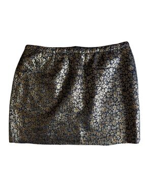J. Crew Black and Gold Brocade Mini Skirt